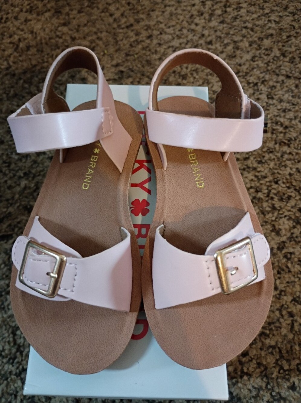 Lucky Brand Light Pink Buckle Strap Sandals